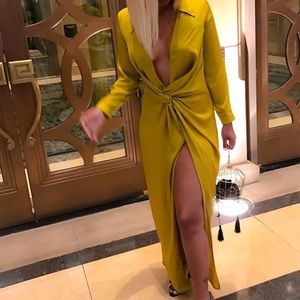 Mustard low cut dress